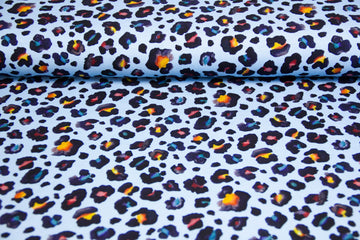 Jersey Leoprint, hellblau, 0,5 m